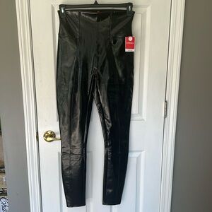 SPANX Faux Leather High-Waist Leggings - Black
